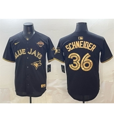 Men Toronto Blue Jays  36 Davis Schneider Black Gold 2025 American League Champions Limited Stitched Baseball Jersey