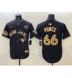 Men Toronto Blue Jays  66 Cody Ponce Black Gold 2025 American League Champions Limited Stitched Baseball Jersey