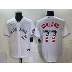 Men Toronto Blue Jays  77 Louis Varland White 2026 USA 250 Fourth of July Stitched Baseball Jersey