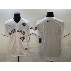 Men Toronto Blue Jays Blank White Gold 2025 American League Champions Limited Stitched Baseball Jersey