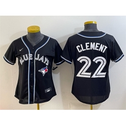 Women Toronto Blue Jays  22 Ernie Clement 2026 Fashion Replica Black Out Stitched Baseball Jersey