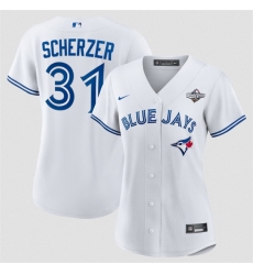 Women Toronto Blue Jays 31 Max Scherzer White 2025 World Series Home Cool Base Stitched Baseball Jersey 
