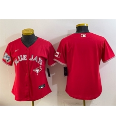 Women Toronto Blue Jays Blank Red 50 Seasons Patch Stitched Baseball Jersey Women Toronto Blue Jays Blank Red 50 Seasons Patch Stitched Baseball Jersey