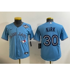Youth Toronto Blue Jays 30 Alejandro Kirk Blue 2025 World Series Cool Base Stitched Baseball Jersey Youth Toronto Blue Jays 30 Alejandro Kirk Blue 2025 World Series Cool Base Stitched Baseball Jersey
