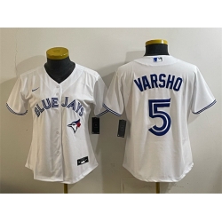 Youth Toronto Blue Jays  5 Daulton Varsho White Cool Base Stitched Baseball Jersey