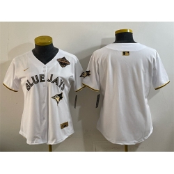 Youth Toronto Blue Jays Blank White Gold 2025 American League Champions Limited Stitched Baseball Jersey