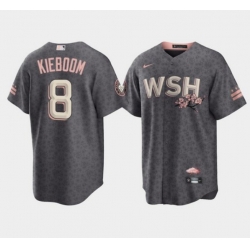 Men Washington Nationals 8 Carter Kieboom 2022 Grey City Connect Cherry Blossom Cool Base Stitched jersey