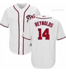 Mens Majestic Washington Nationals 14 Mark Reynolds Replica White Home Cool Base MLB Jersey 