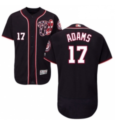 Mens Majestic Washington Nationals 17 Matt Adams Navy Blue Alternate 2 FLex Base MLB Stitched Jersey