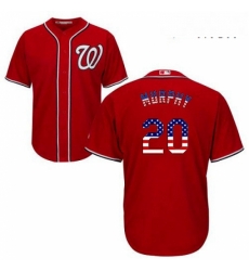 Mens Majestic Washington Nationals 20 Daniel Murphy Replica Red USA Flag Fashion MLB Jersey