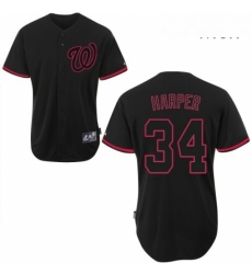 Mens Majestic Washington Nationals 34 Bryce Harper Authentic Black Fashion MLB Jersey