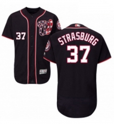 Mens Majestic Washington Nationals 37 Stephen Strasburg Navy Blue Alternate Flex Base Authentic Collection MLB Jersey