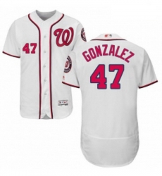 Mens Majestic Washington Nationals 47 Gio Gonzalez White Home Flex Base Authentic Collection MLB Jersey