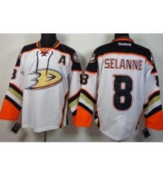 Anaheim Ducks 8 Teemu Selanne White Road Stitched NHL Jersey