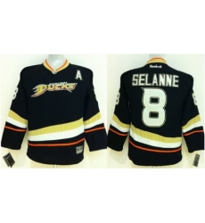 Kids Anaheim Ducks 8 Teemu Selanne Black NHL Hockey Jersey