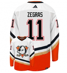 Men Anaheim Ducks 11 Trevor Zegras White 2022 23 Reverse Retro Stitched Jersey