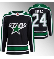 Men Dallas Stars 24 Roope Hintz Black 2022 23 Reverse Retro Stitched Jersey