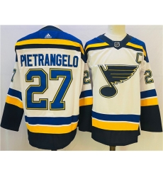 Men St  Louis Blues 27 Alex Pietrangelo Cream Winter Classic Stitched Jersey