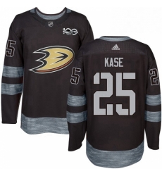 Mens Adidas Anaheim Ducks 25 Ondrej Kase Authentic Black 1917 2017 100th Anniversary NHL Jersey 