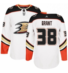 Mens Adidas Anaheim Ducks 38 Derek Grant Authentic White Away NHL Jersey 