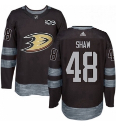 Mens Adidas Anaheim Ducks 48 Logan Shaw Authentic Black 1917 2017 100th Anniversary NHL Jersey 