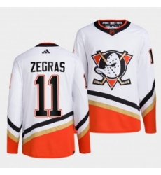 Men's Anaheim Ducks #11 Trevor Zegras White 2022-23 Reverse Retro Stitched Jersey