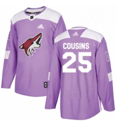 Mens Adidas Arizona Coyotes 25 Nick Cousins Authentic Purple Fights Cancer Practice NHL Jersey 