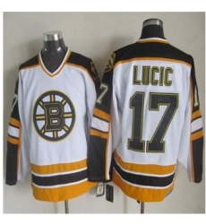 Boston Bruins #17 Milan Lucic White Black CCM Throwback Stitched NHL Jersey