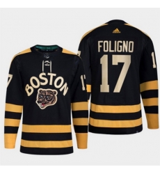 Men Boston Bruins 17 Nick Foligno Black Classic Primegreen Stitched Jersey