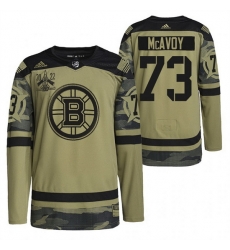 Men Boston Bruins 73 Charlie McAvoy 2022 Camo Military Appreciation Night Stitched jersey