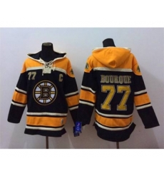 nhl jerseys boston bruins #77 bourque black-yellow[pullover hooded sweatshirt patch C]