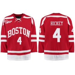 Boston University Terriers BU 4 Brandon Hickey Red Stitched Hockey Jersey