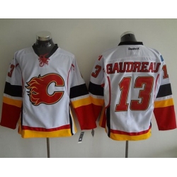 Calgary Flames #13 Johnny Gaudreau White Stitched NHL Jersey