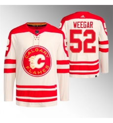 Men Calgary Flames 52 MacKenzie Weegar 2023 Cream Heritage Classic Primegreen Stitched Jersey