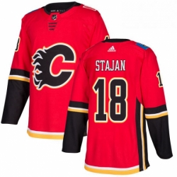 Mens Adidas Calgary Flames 18 Matt Stajan Authentic Red Home NHL Jersey 