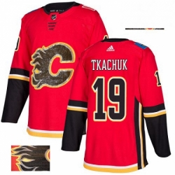 Mens Adidas Calgary Flames 19 Matthew Tkachuk Authentic Red Fashion Gold NHL Jersey 