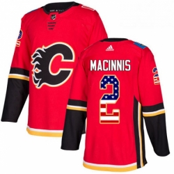 Mens Adidas Calgary Flames 2 Al MacInnis Authentic Red USA Flag Fashion NHL Jersey 