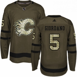 Mens Adidas Calgary Flames 5 Mark Giordano Premier Green Salute to Service NHL Jersey 