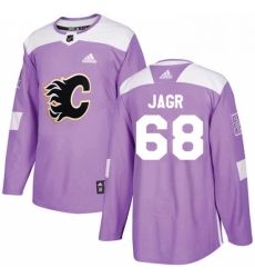 Mens Adidas Calgary Flames 68 Jaromir Jagr Authentic Purple Fights Cancer Practice NHL Jersey 