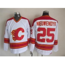 NHL Calgary Flames #25 Joe Nieuwendyk White CCM Throwback Jerseys