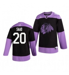 Blackhawks 20 Brandon Saad Black Purple Hockey Fights Cancer Adidas Jersey