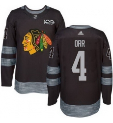 Blackhawks #4 Bobby Orr Black 1917 2017 100th Anniversary Stitched NHL Jersey