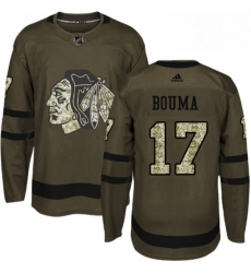 Mens Adidas Chicago Blackhawks 17 Lance Bouma Authentic Green Salute to Service NHL Jersey 