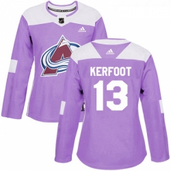 Womens Adidas Colorado Avalanche 13 Alexander Kerfoot Authentic Purple Fights Cancer Practice NHL Jersey  Womens Adidas Colorado Avalanche 13 Alexander Kerfoot Authentic Purple Fights Cancer Practice NHL Jersey