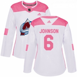 Womens Adidas Colorado Avalanche 6 Erik Johnson Authentic WhitePink Fashion NHL Jersey  Womens Adidas Colorado Avalanche 6 Erik Johnson Authentic WhitePink Fashion NHL Jersey