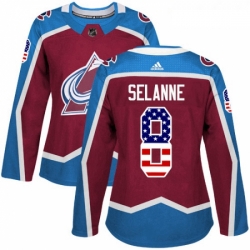 Womens Adidas Colorado Avalanche 8 Teemu Selanne Authentic Burgundy Red USA Flag Fashion NHL Jersey  Womens Adidas Colorado Avalanche 8 Teemu Selanne Authentic Burgundy Red USA Flag Fashion NHL Jersey