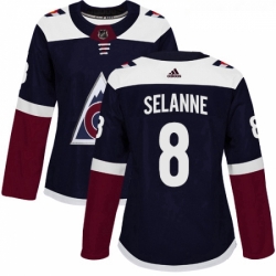 Womens Adidas Colorado Avalanche 8 Teemu Selanne Authentic Navy Blue Alternate NHL Jersey  Womens Adidas Colorado Avalanche 8 Teemu Selanne Authentic Navy Blue Alternate NHL Jersey