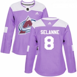 Womens Adidas Colorado Avalanche 8 Teemu Selanne Authentic Purple Fights Cancer Practice NHL Jersey  Womens Adidas Colorado Avalanche 8 Teemu Selanne Authentic Purple Fights Cancer Practice NHL Jersey
