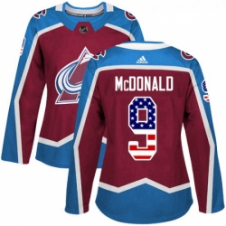 Womens Adidas Colorado Avalanche 9 Lanny McDonald Authentic Burgundy Red USA Flag Fashion NHL Jersey  Womens Adidas Colorado Avalanche 9 Lanny McDonald Authentic Burgundy Red USA Flag Fashion NHL Jersey