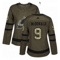 Womens Adidas Colorado Avalanche 9 Lanny McDonald Authentic Green Salute to Service NHL Jersey  Womens Adidas Colorado Avalanche 9 Lanny McDonald Authentic Green Salute to Service NHL Jersey